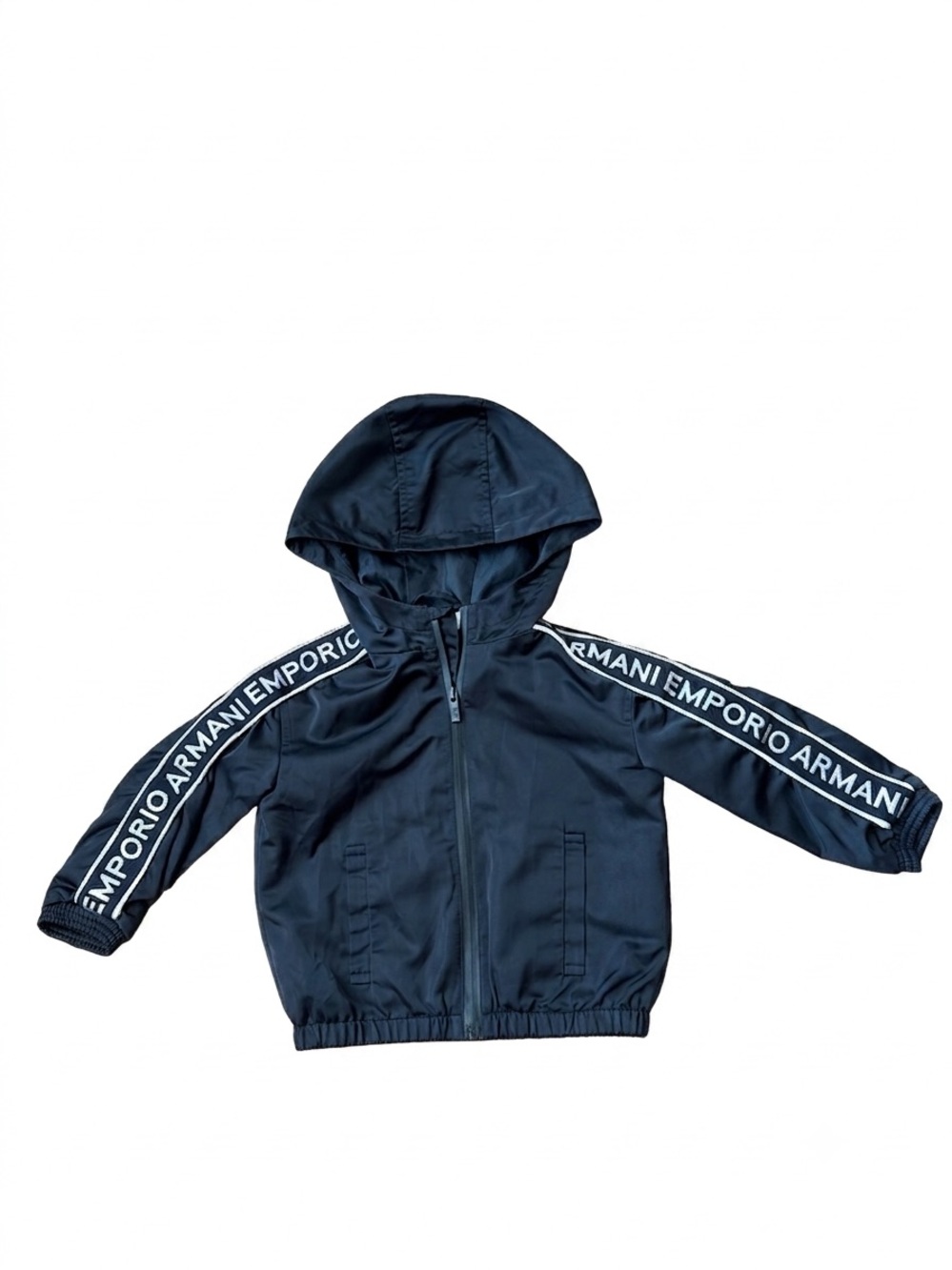 Emporio Armani Baby Boys Dark Navy Blue Hooded Track Jacket Logo Tape Size 12M